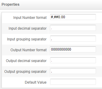 NumberFormatFilter configuration