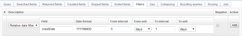 Setting up a relative date filter