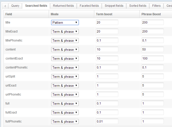 Setting up a Search - fields query